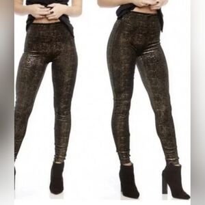 Womens Spanx Velvet Shine Leggings Black and Gold